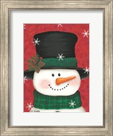 Pine Cones & Green Plaid Snowman Fine Art Print