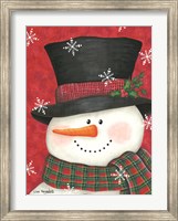 Holly & Red Plaid Snowman Fine Art Print