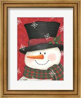 Holly & Red Plaid Snowman Fine Art Print