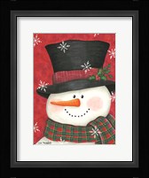 Holly & Red Plaid Snowman Framed Print