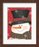 Holly & Red Plaid Snowman Fine Art Print