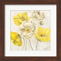Gold and White Contemporary Poppies Neutral Fine Art Print