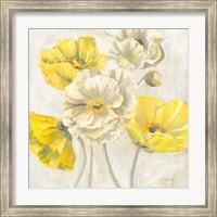 Gold and White Contemporary Poppies Neutral Fine Art Print