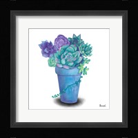Turquoise Succulents IV Framed Print