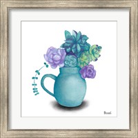 Turquoise Succulents V Fine Art Print