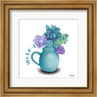 Turquoise Succulents V Fine Art Print