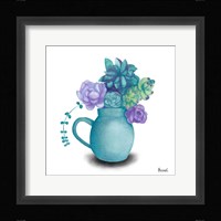 Turquoise Succulents V Framed Print
