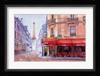 Paris Cafe w/Eiffel Fine Art Print