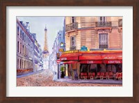 Paris Cafe w/Eiffel Fine Art Print