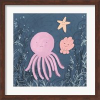 Mermaid and Octopus Navy II Fine Art Print