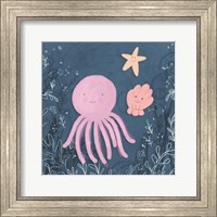 Mermaid and Octopus Navy II Fine Art Print