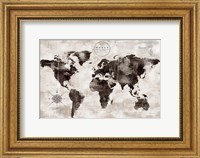 Rustic World Map Black and White Fine Art Print