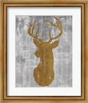 Rustic Lodge Animals Deer Head on Grey Fine Art Print
