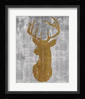 Rustic Lodge Animals Deer Head on Grey Fine Art Print