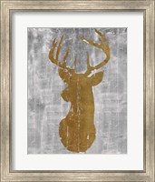Rustic Lodge Animals Deer Head on Grey Fine Art Print