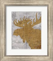 Rustic Lodge Animals Moose on Grey Fine Art Print