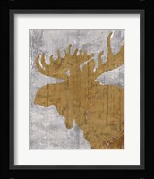 Rustic Lodge Animals Moose on Grey Framed Print
