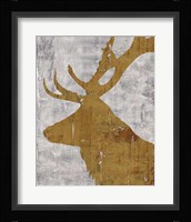 Rustic Lodge Animals Deer on Grey Framed Print