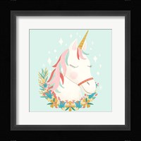 Unicorns and Flowers I Framed Print
