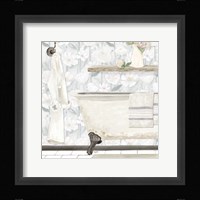 White Floral Bath II Framed Print