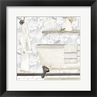 White Floral Bath II Framed Print
