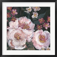 Romantic Moody Florals on Black II Framed Print