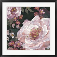 Romantic Moody Florals on Black III Framed Print