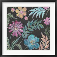 Boho Florals on Black I Framed Print