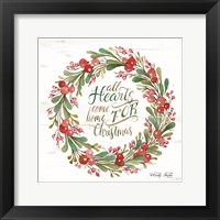 All Hearts Come Home for Christmas Berry Wreath Fine Art Print