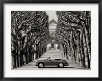 Roadster in Tree Lined Road, Paris (BW) Fine Art Print