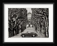 Roadster in Tree Lined Road, Paris (BW) Fine Art Print