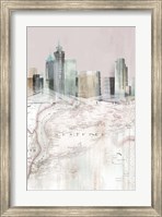 Blushing Manhattan Map I Fine Art Print