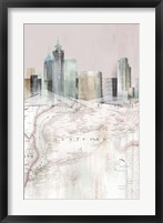 Blushing Manhattan Map I Framed Print