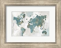 Teal World Map Fine Art Print