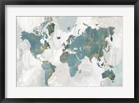 Teal World Map Fine Art Print