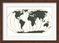 World Map Gold Lines Fine Art Print