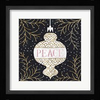 Jolly Holiday Ornaments Peace Metallic Framed Print