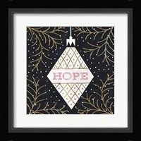 Jolly Holiday Ornaments Hope Metallic Framed Print