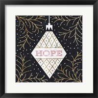 Jolly Holiday Ornaments Hope Metallic Framed Print