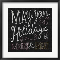 Quirky Christmas Merry and Bright Metallic Fine Art Print