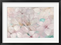 Apple Blossoms Teal Framed Print