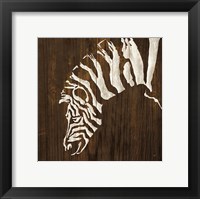 White Zebra on Dark Wood Fine Art Print