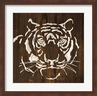 White Tiger on Dark Wood Fine Art Print