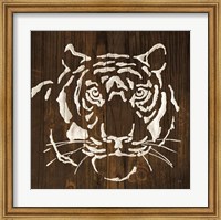 White Tiger on Dark Wood Fine Art Print