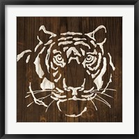 White Tiger on Dark Wood Framed Print