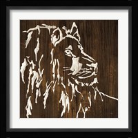 White Lion on Dark Wood Framed Print