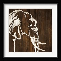 White Elephant on Dark Wood Framed Print