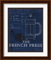 Coffee Blueprint I Indigo Fine Art Print