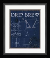 Coffee Blueprint III Indigo Framed Print