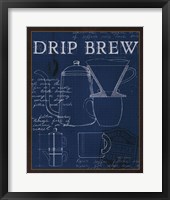 Coffee Blueprint III Indigo Framed Print